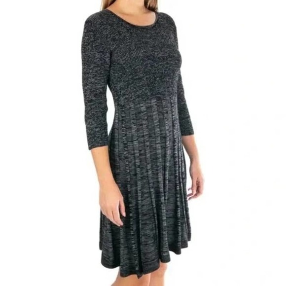 Nina Leonard Dresses & Skirts - New Nina Leonard Pleated Scoop Neck Sweater Dress Dark Gray Women's Size XL